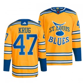 St. Louis Blues Torey Krug 47 Adidas 2022-23 Reverse Retro 2.0 Gelb Trikot Authentic - Herren